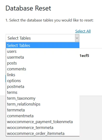 database-reset-select-database-tables-wordpress