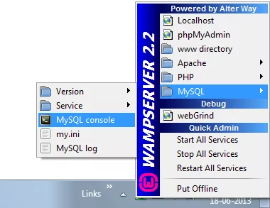 mysql-console-wamp