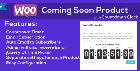 WooCommerce Coming Soon Product with Countdown