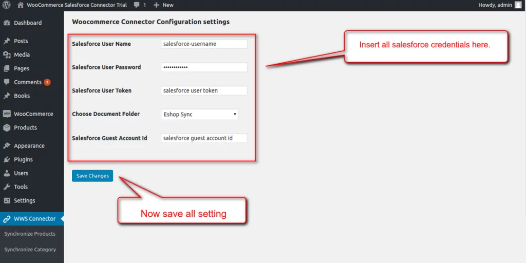 Salesforce connector Dashboard