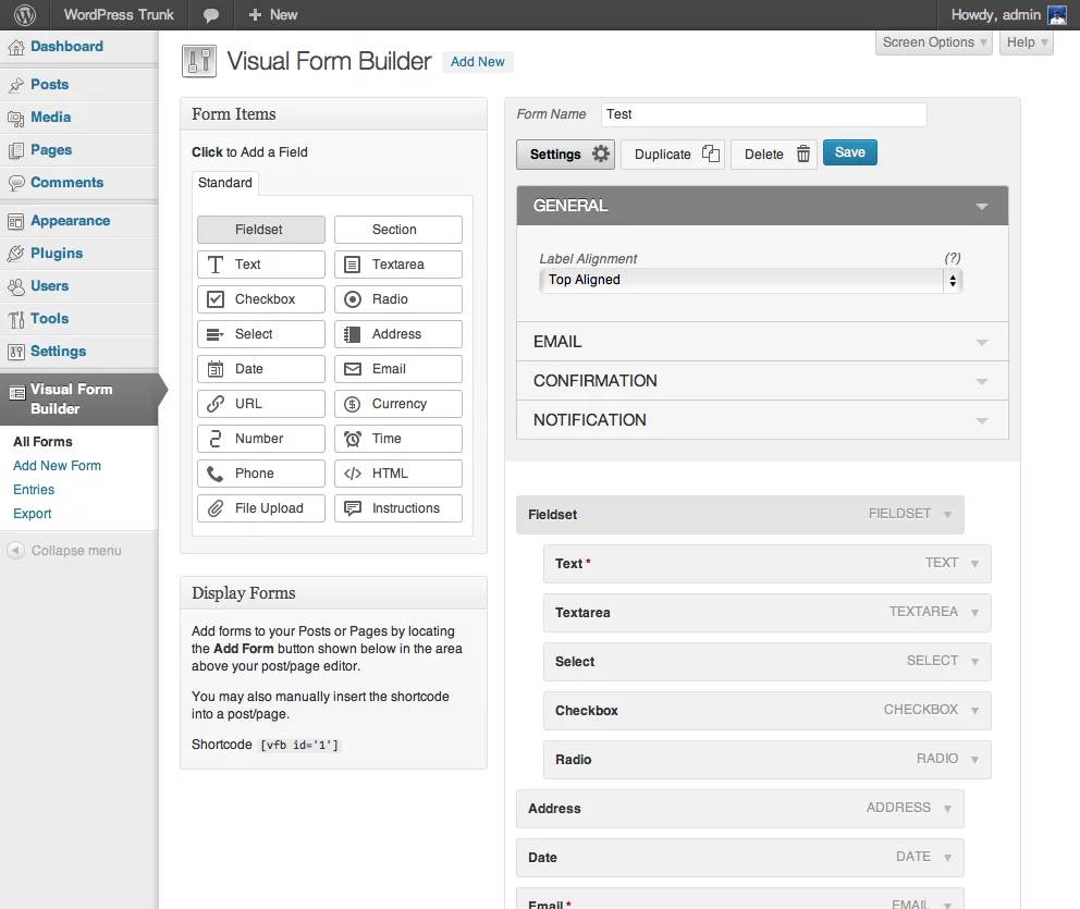 Visual Form Builder Best contact form plugins for WordPress