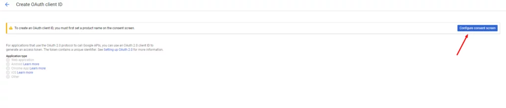 Create OAuth client ID Google API Console