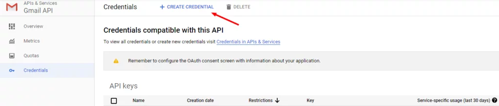 Credentials – APIs & Services Google API Console