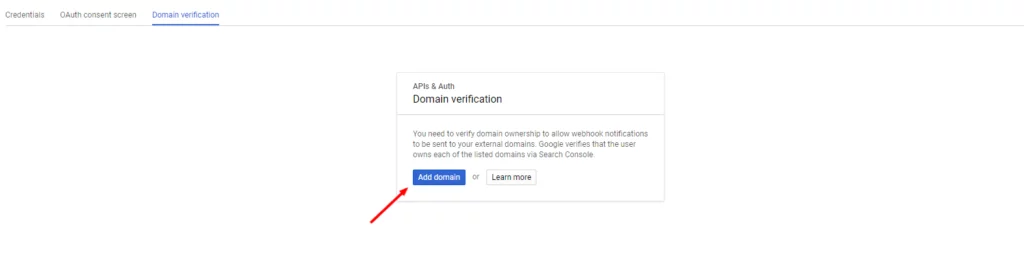 Domain verification Google API Console