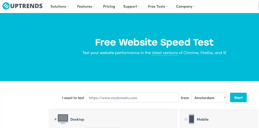 Uptrends Website Speed Test