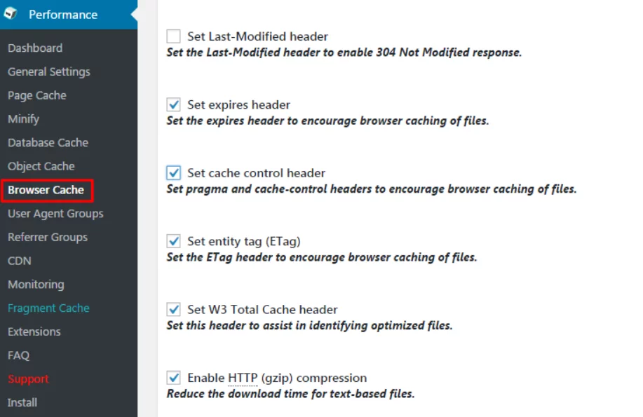 w3 Total cache Leverage Browsing Caching