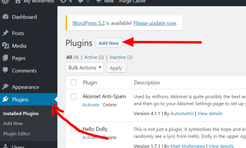 dashboard plugins Install A WordPress Plugin