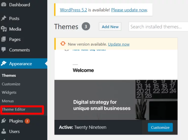 theme editor Add Google Analytics To WordPress