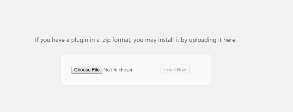 upload plugin file option Install A WordPress Plugin