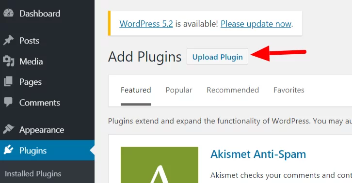 upload plugin Install A WordPress Plugin