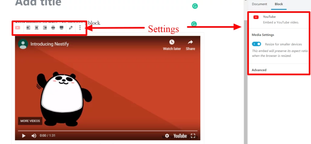 The Easy Guide To Embed Videos in WordPress - video settings