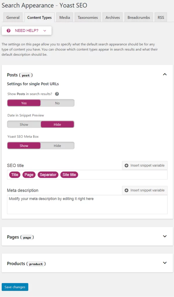 content types Yoast SEO Tutorial