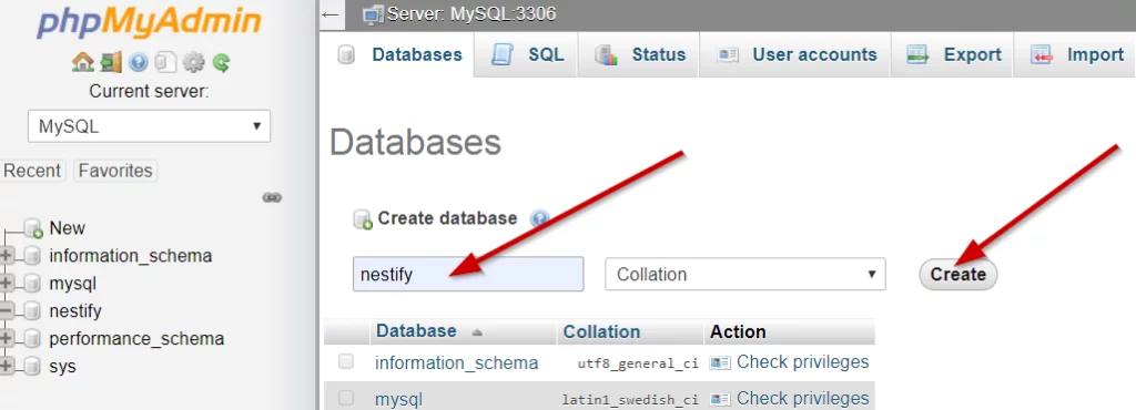 database name