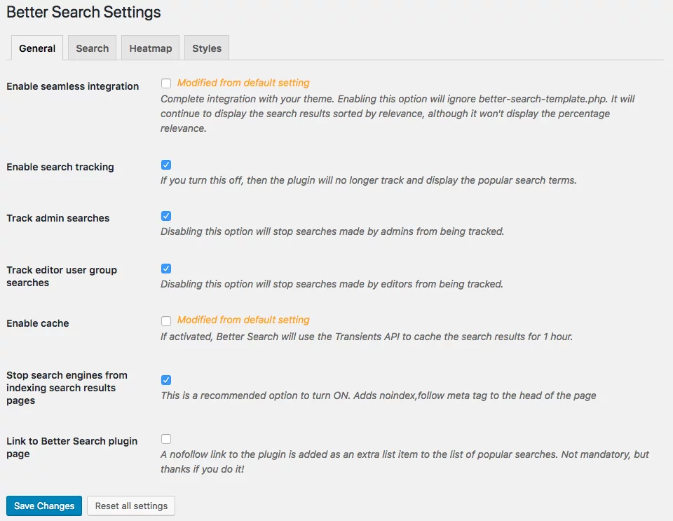 Better Search screen WordPress search plugins