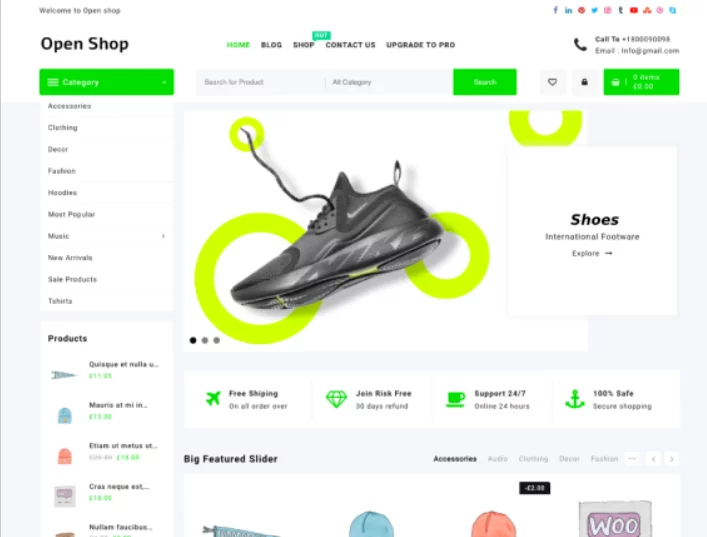 Open shop WordPress ecommerce theme